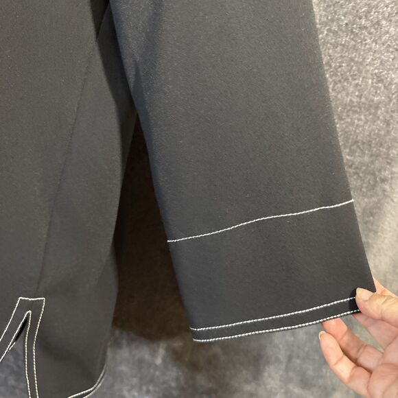 NWT ZARA Women 3/4 Sleeve High-Low Contrast Stitch Button Blouse SZ XXS Black - Picture 8 of 12